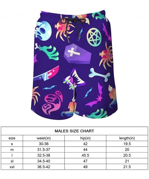 Board Shorts Men's Quick Dry Swim Trunks Breathable Beach Board Shorts Bathing Suit - Skull Zombies Pattern - CJ199QH494T