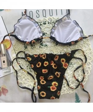 Board Shorts Women's Swimwear Sexy Bikini Set Sunflower Print Tankini Brazilian Swimsuit Two-Piece Beachwear Swimwear - Black...