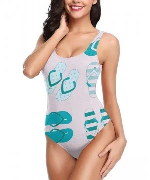 Racing Women's One Pieces Swimsuits Flip Flops Printed Beach Suits with Soft Cup - Color_6 - CH18SYWU65G