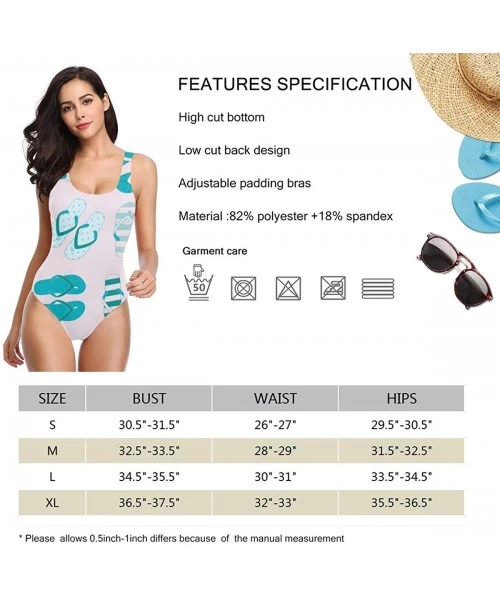 Racing Women's One Pieces Swimsuits Flip Flops Printed Beach Suits with Soft Cup - Color_6 - CH18SYWU65G