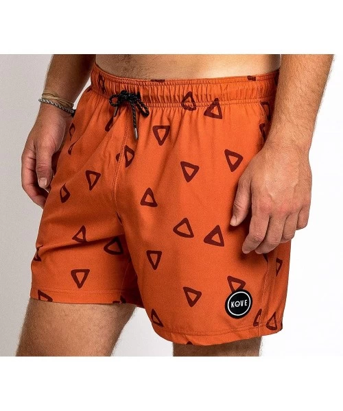 Trunks Ziggy Swim Trunks Recylced Men's Quick Dry 4 Way Stretch 16" Swimsuit - Rust - CH18EY8AUTD