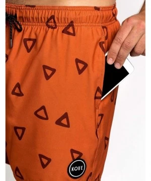 Trunks Ziggy Swim Trunks Recylced Men's Quick Dry 4 Way Stretch 16" Swimsuit - Rust - CH18EY8AUTD