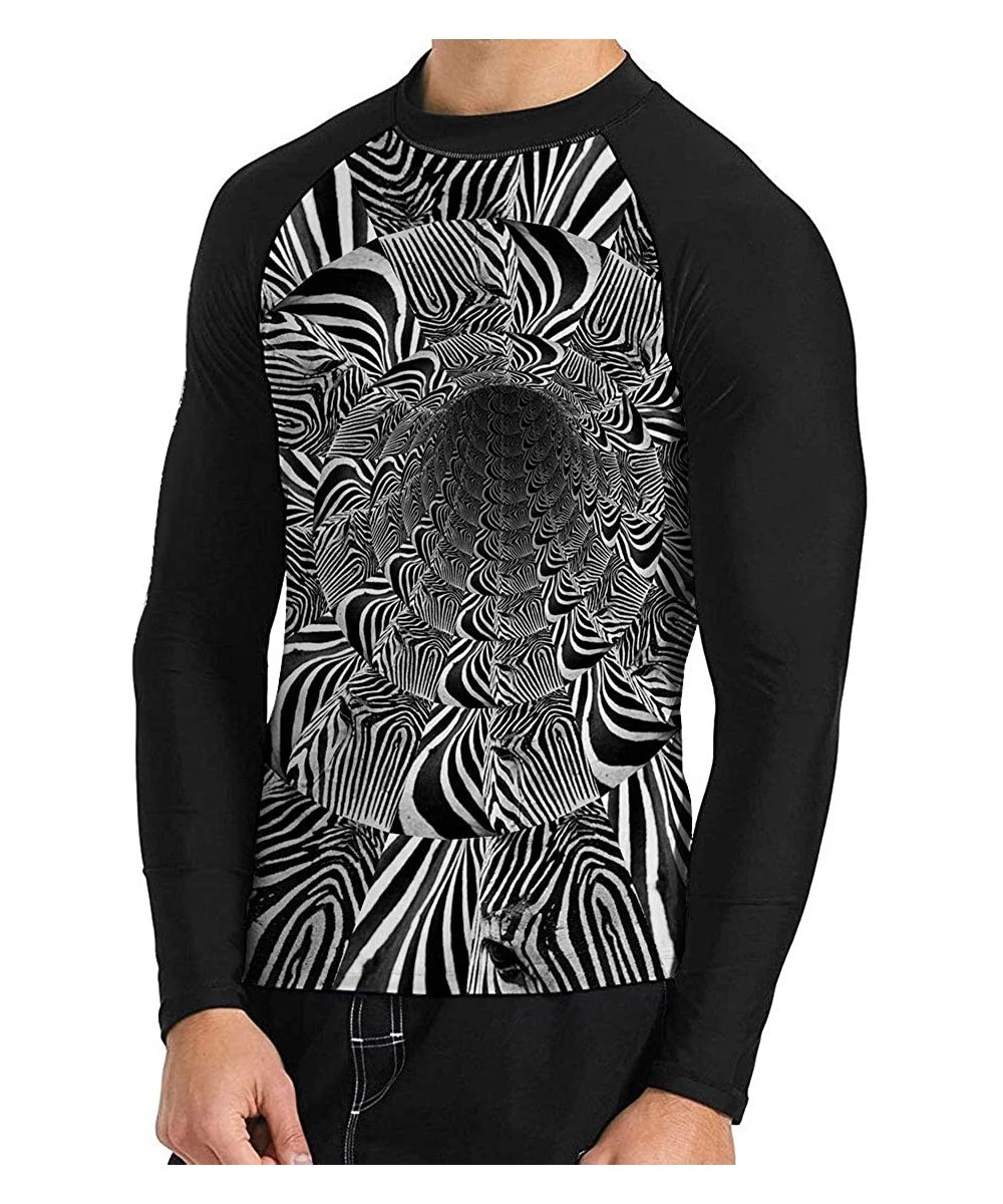 Rash Guards Men's Novelty Sports Wicking Long Sleeves UPF 50+ Jiu Jitsu Rash Guard Swim Shirts - Zebra - CF196XXECXC