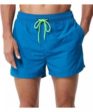 Trunks Men's Swim Trunks Quick Dry Shorts Bathing Suit with Mesh Lining - Peacock Blue - CA18U5HMY2D