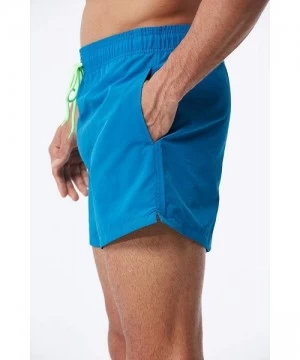 Trunks Men's Swim Trunks Quick Dry Shorts Bathing Suit with Mesh Lining - Peacock Blue - CA18U5HMY2D