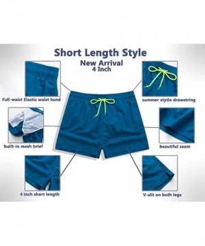 Trunks Men's Swim Trunks Quick Dry Shorts Bathing Suit with Mesh Lining - Peacock Blue - CA18U5HMY2D