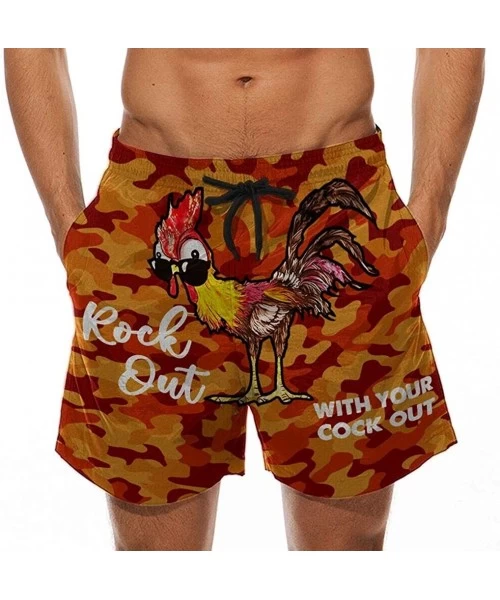 Board Shorts Drawstring Swim Shorts for Men- Funny Cock Turkey Print Trunks Beach Sport Pants Holiday Casual Bottoms S-5XL - ...