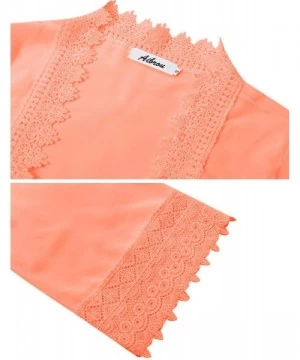 Cover-Ups Lace Kimono Cardigan for Women Casual Blouse Chiffon Cover up for Beach Bikini Swimsuit - Orange - C219CCWZ353