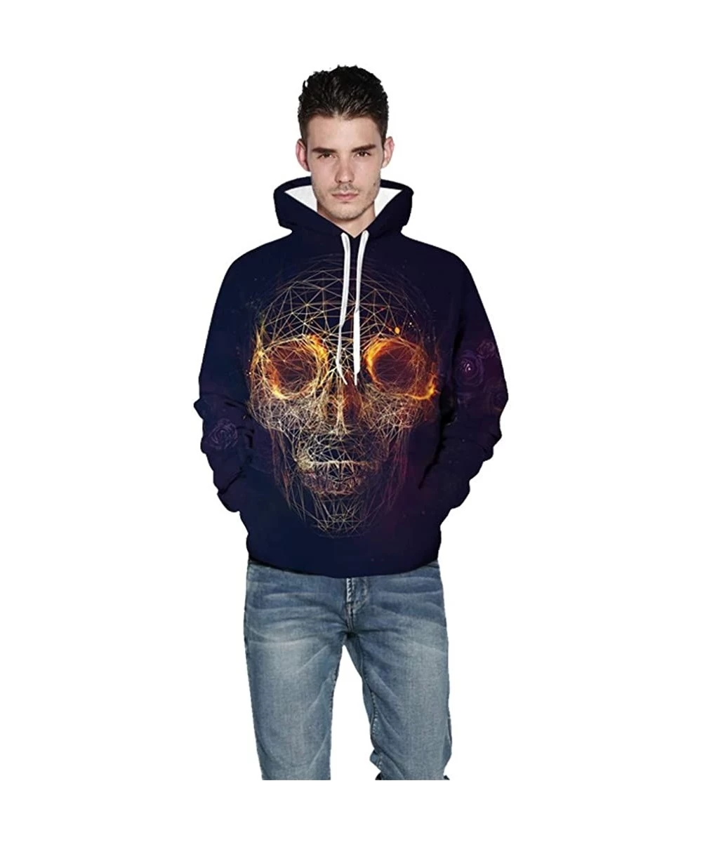 Rash Guards Halloween Mens Scary 3D Printed Party Long Sleeve Hoodie Sweatshirt Top - Black - CX18YGK086N