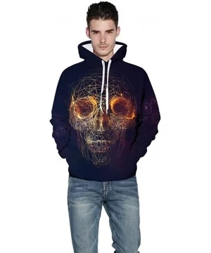 Rash Guards Halloween Mens Scary 3D Printed Party Long Sleeve Hoodie Sweatshirt Top - Black - CX18YGK086N