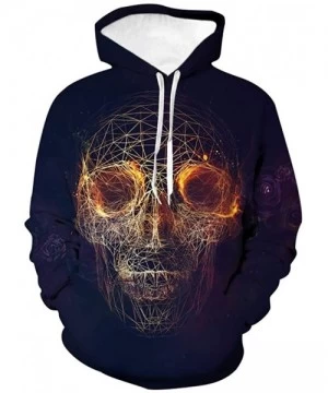 Rash Guards Halloween Mens Scary 3D Printed Party Long Sleeve Hoodie Sweatshirt Top - Black - CX18YGK086N