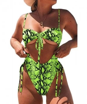 Sets Womens Sexy High Waist One Piece Swimsuit Tummy Control Swimwear - Snake - C8196M47XL8