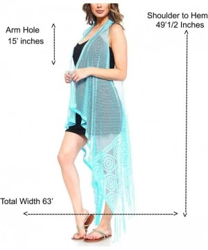 Cover-Ups Women's Summer Beachwear Cover Up Draped Vest and Cardigan - Fv01-blue - CT18DYRCS9L