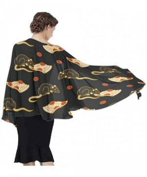 Cover-Ups Women Luxury Chiffon Swimwear Cover Up- Oversize Beach Sarong Shawl Wrap - Pizza Rat - CC19C4W4HHD