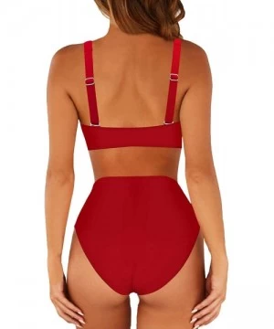 Sets Women's 2 Pieces Sexy High Waisted Swimsuit Bikini Sets - 03 Red - CZ193G9MC5S