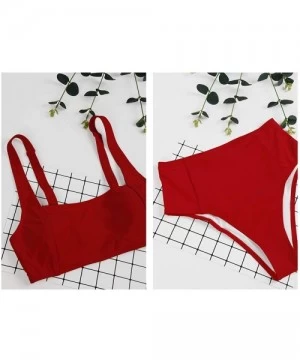 Sets Women's 2 Pieces Sexy High Waisted Swimsuit Bikini Sets - 03 Red - CZ193G9MC5S