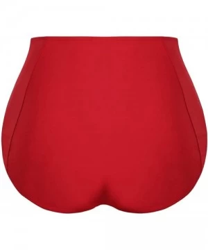 Tankinis Women's High Waist Bikini Bottom Tummy Control Ruched Plus Size Tankini Swim Bottom Brief - Red - CK18NL7N923