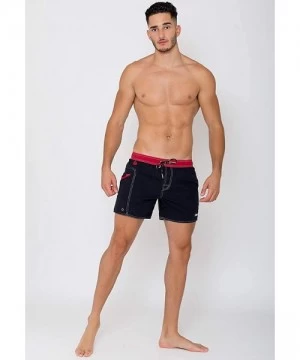 Board Shorts Quick Dry UV Protection Turquoise Beach Shorts Ozone Right Pocket with Zipper Left Pocket - Black - C2190C8R9HA