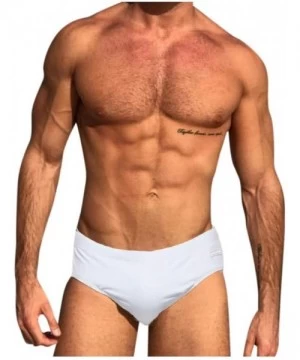 Briefs Mens Swimming Trunks- Swim Briefs- Bikini Surf Boxer Racer Swimwear - White - C7194N5KC2A