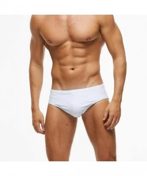 Briefs Mens Swimming Trunks- Swim Briefs- Bikini Surf Boxer Racer Swimwear - White - C7194N5KC2A