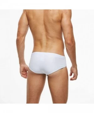 Briefs Mens Swimming Trunks- Swim Briefs- Bikini Surf Boxer Racer Swimwear - White - C7194N5KC2A