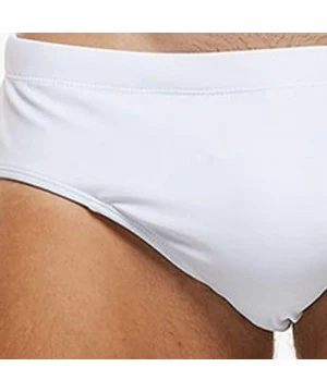 Briefs Mens Swimming Trunks- Swim Briefs- Bikini Surf Boxer Racer Swimwear - White - C7194N5KC2A