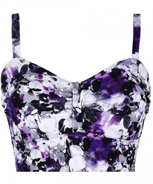 Sets Women Swimsuit Swim Top Padded Ruffle Hem Shirred Swimwear Tankini Tops - Purple - CX18S5TM5NX