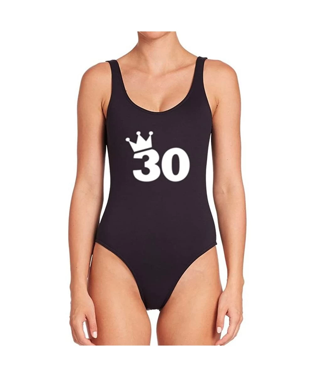 One-Pieces Womens 30th Birthday Gift Sexy One Piece Swimsuit Swimwear Bathing Suit - Black - C6182IGW0UI