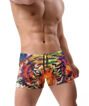 Briefs Mens Swim Briefs Sport Thong Swimsuit Competitive Swim Suit - Colorful Tiger - CF19CZCLK4L