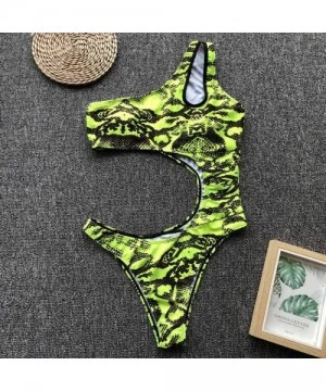 One-Pieces Women's One Piece Cutout Leopard Padded Swimsuit One Shoulder Swimwear Asymmetric High Cut Monokinis Bathing Suit ...