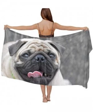 Cover-Ups Women Chiffon Scarf Sunscreen Shawl Wrap Swimsuit Cover Up Beach Sarongs - Pug Dog - CW19C6N5OSM