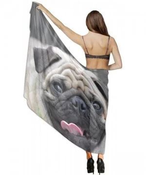 Cover-Ups Women Chiffon Scarf Sunscreen Shawl Wrap Swimsuit Cover Up Beach Sarongs - Pug Dog - CW19C6N5OSM