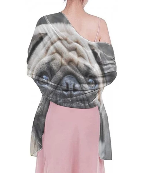 Cover-Ups Women Chiffon Scarf Sunscreen Shawl Wrap Swimsuit Cover Up Beach Sarongs - Pug Dog - CW19C6N5OSM