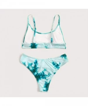 Sets Women Sexy Tie-Dye Pattern Top with Panty Bikini Set Swimmear- Marble Patterned Top with Tight Bikini Suit- Beach Bathsu...