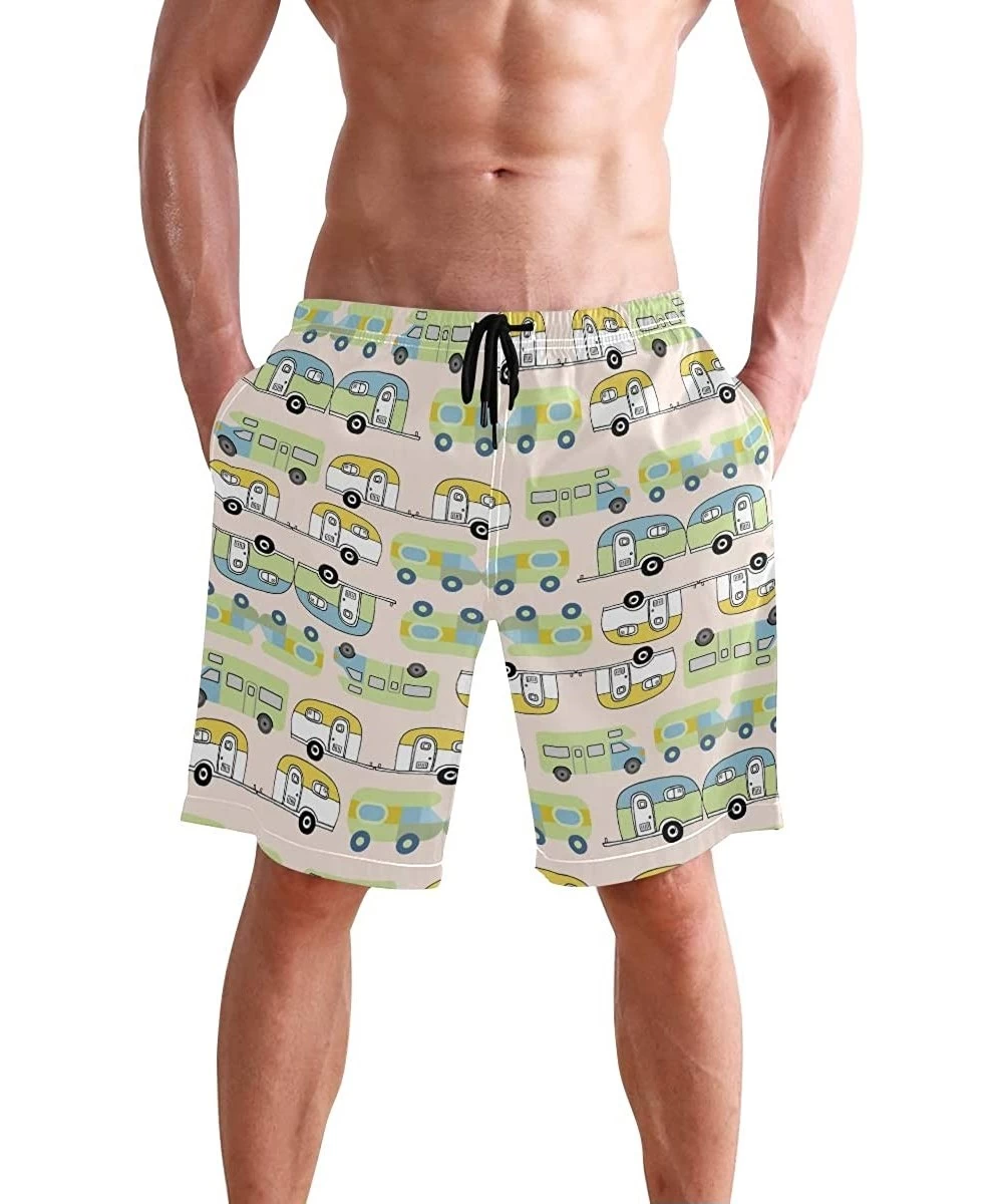 Trunks French Fries Men's Swim Trunks Beach Shorts with Pockets - Cute Happy Camper - CN18QIX5CE3