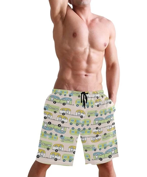 Trunks French Fries Men's Swim Trunks Beach Shorts with Pockets - Cute Happy Camper - CN18QIX5CE3