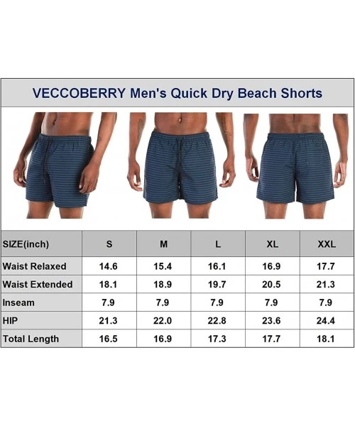 Board Shorts Men's Quick Dry Swim Shorts Swimming Bathing Suits Trunks Swimsuits with Drawstring Pockets and Mesh Lining - Te...