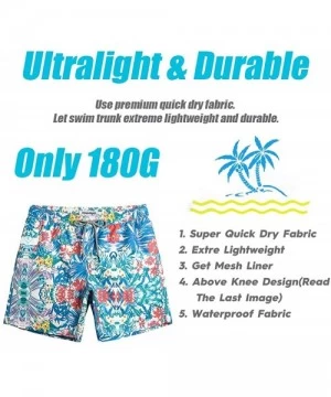 Trunks Mens Swim Trunks Quick Dry Swim Shorts with Mesh Lining Funny Swimwear Bathing Suits - Hawaii Flora - CZ18N95ULLN