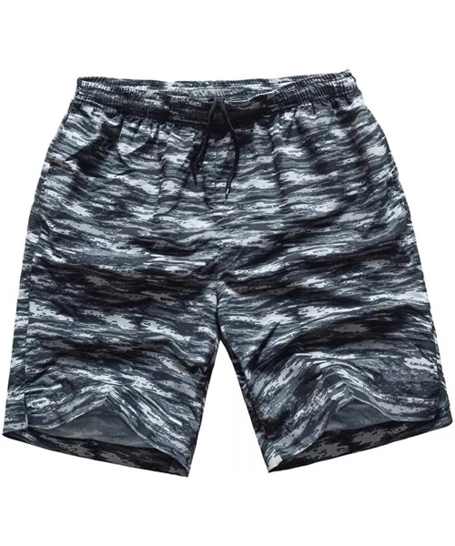 Trunks Mens Swim Trunks Short Bathing Suit with Mesh Lining Swimming Shorts - Camo Grey - C718SKCME4H