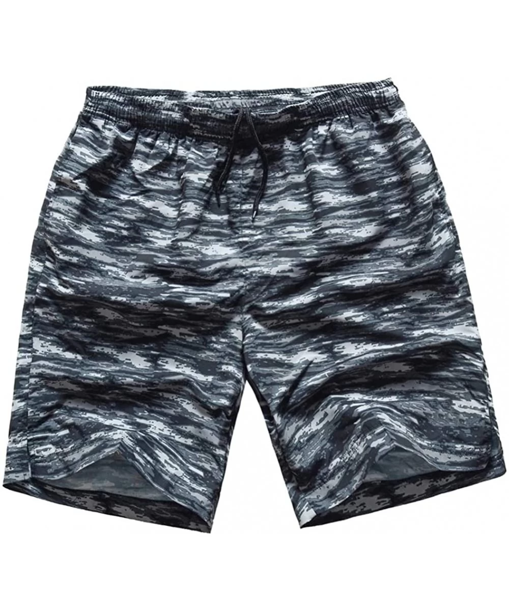 Trunks Mens Swim Trunks Short Bathing Suit with Mesh Lining Swimming Shorts - Camo Grey - C718SKCME4H