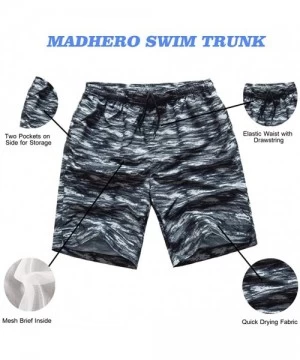 Trunks Mens Swim Trunks Short Bathing Suit with Mesh Lining Swimming Shorts - Camo Grey - C718SKCME4H