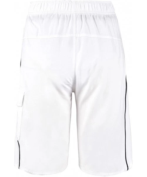 Trunks Men's Beachwear Swim Trunks Quick Dry Zipper Pockets with Lining - White - C4183NN8HKO