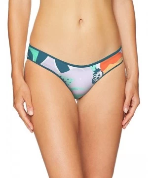 Bottoms Women's Sublime Reversible Signature Cut Bikini Bottom Swimsuit - Greenstone Deep Green/White Geo Floral - CK18R7SXCUE