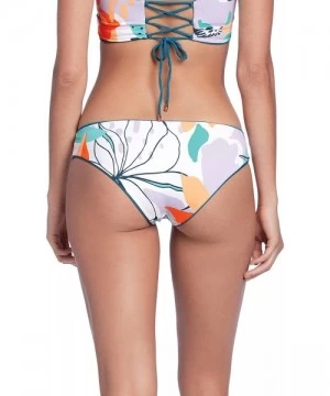 Bottoms Women's Sublime Reversible Signature Cut Bikini Bottom Swimsuit - Greenstone Deep Green/White Geo Floral - CK18R7SXCUE