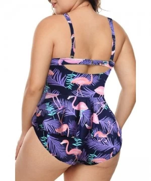 Tankinis Womens Plus Size Halter Neck Peplum Tankini Two Piece Bathing Suit Swimwear Swimsuit(M-XXXL) - Purple - CW18ULW3I5C