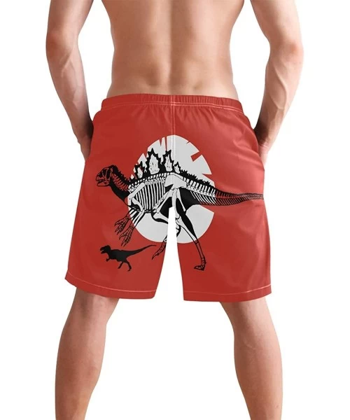 Board Shorts Mens Surfing Shorts Green Dog Paw and Bone Prints Swim Trunks Shorts - Dinosaur - CB18UG4IT7M