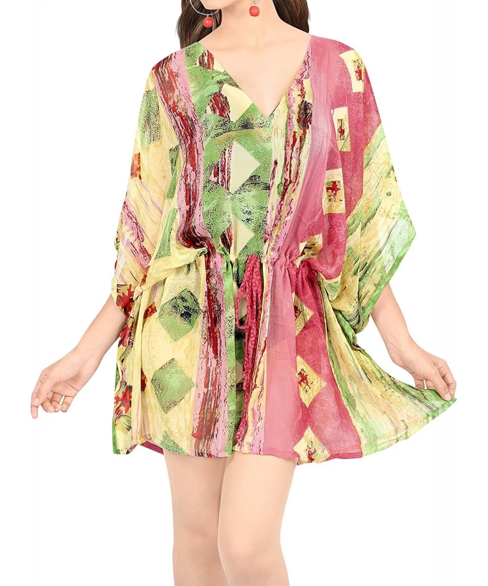 Cover-Ups Women's Plus Size Short Beach Swimsuit Cover Up for Swimwear Caftan - Pink_i261 - C81952K55GY