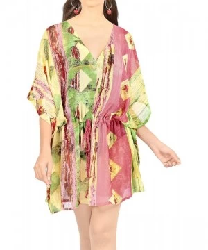 Cover-Ups Women's Plus Size Short Beach Swimsuit Cover Up for Swimwear Caftan - Pink_i261 - C81952K55GY