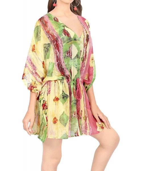 Cover-Ups Women's Plus Size Short Beach Swimsuit Cover Up for Swimwear Caftan - Pink_i261 - C81952K55GY