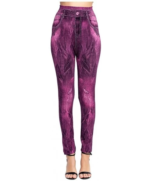 Tops 2020 Fashion Leggings for Women High Waist Print Jeggings Womens Juniors Classic Imitate Denim Skinny Jeans Hot Pink 1 -...